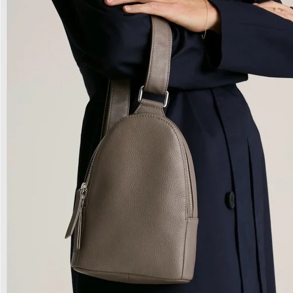 Quince Taupe Leather Shoulder Bag - Picture 7 of 9